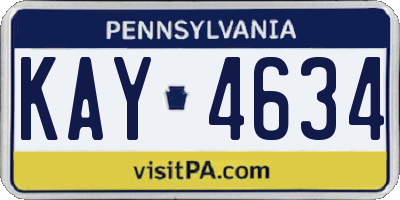 PA license plate KAY4634