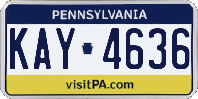 PA license plate KAY4636