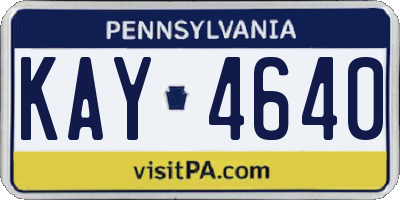 PA license plate KAY4640