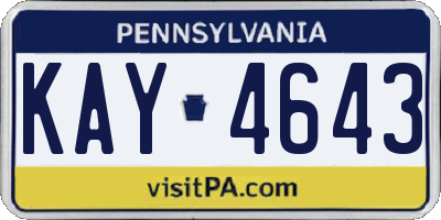 PA license plate KAY4643