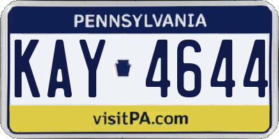 PA license plate KAY4644