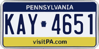PA license plate KAY4651