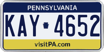 PA license plate KAY4652