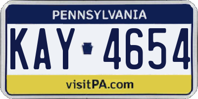 PA license plate KAY4654