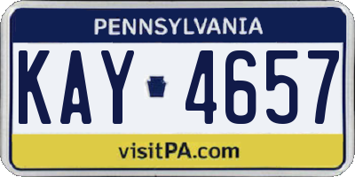 PA license plate KAY4657