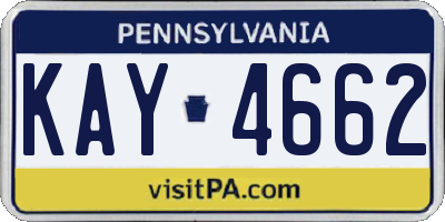 PA license plate KAY4662
