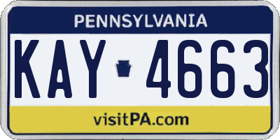PA license plate KAY4663