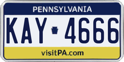 PA license plate KAY4666
