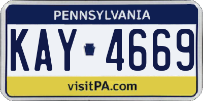 PA license plate KAY4669