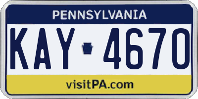 PA license plate KAY4670