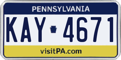 PA license plate KAY4671