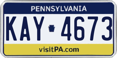 PA license plate KAY4673