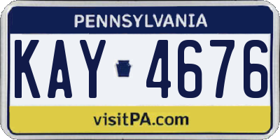 PA license plate KAY4676
