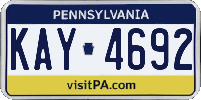 PA license plate KAY4692