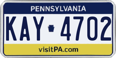 PA license plate KAY4702