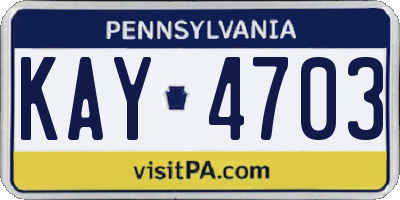 PA license plate KAY4703