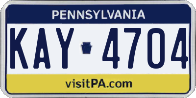 PA license plate KAY4704