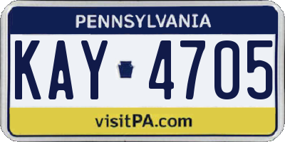 PA license plate KAY4705
