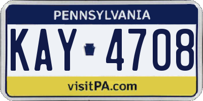 PA license plate KAY4708