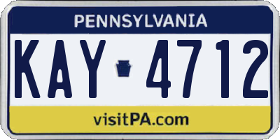 PA license plate KAY4712