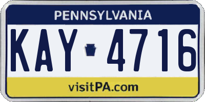 PA license plate KAY4716