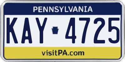 PA license plate KAY4725