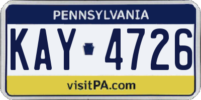 PA license plate KAY4726