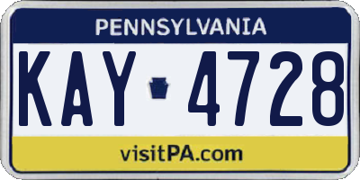 PA license plate KAY4728