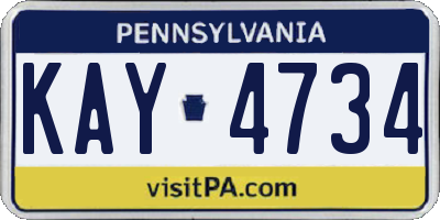 PA license plate KAY4734
