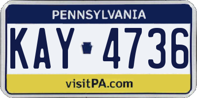 PA license plate KAY4736