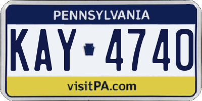 PA license plate KAY4740