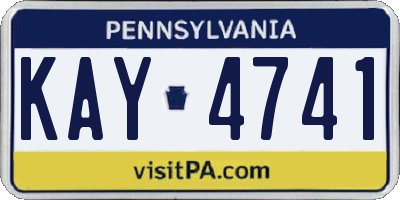 PA license plate KAY4741
