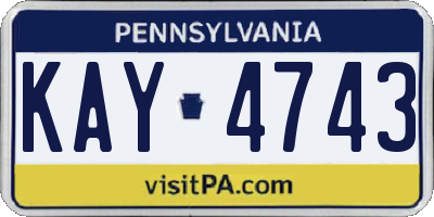 PA license plate KAY4743