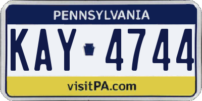 PA license plate KAY4744