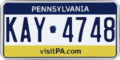 PA license plate KAY4748
