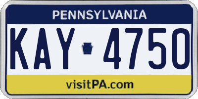 PA license plate KAY4750