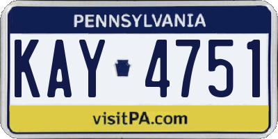 PA license plate KAY4751