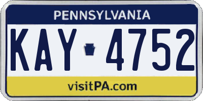 PA license plate KAY4752