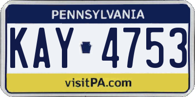 PA license plate KAY4753