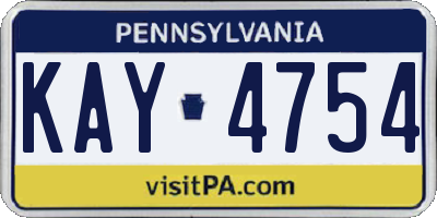 PA license plate KAY4754