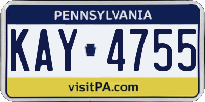 PA license plate KAY4755