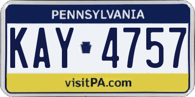 PA license plate KAY4757
