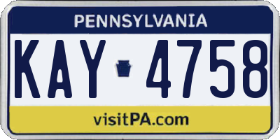 PA license plate KAY4758