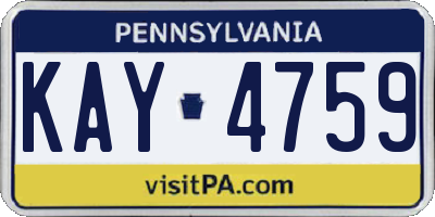 PA license plate KAY4759