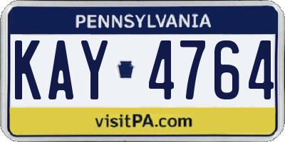 PA license plate KAY4764