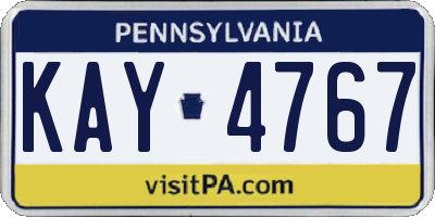 PA license plate KAY4767