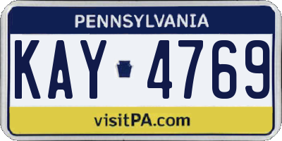 PA license plate KAY4769