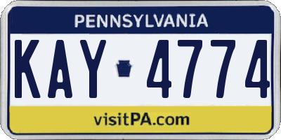 PA license plate KAY4774