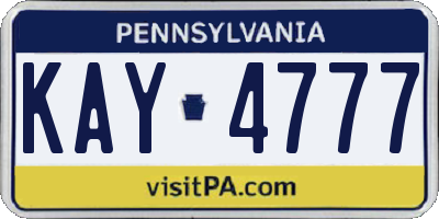 PA license plate KAY4777