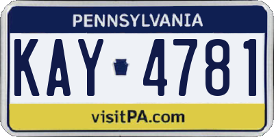 PA license plate KAY4781
